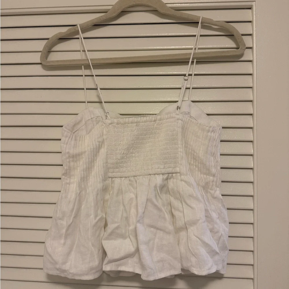 Abercrombie & Fitch White Smocked Spaghetti Strap Tank - Picture 3 of 4